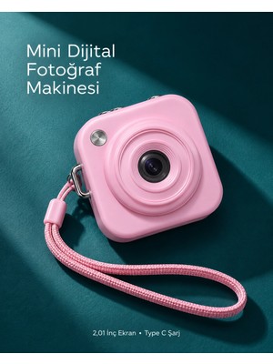 Astraltech 1. Cep Boy Pembe Dijital Fotoğraf Makinesi 2,01 Inç Ekran ve Type C Şarj