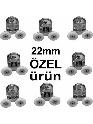 Toptan Budur 22 mm Tekerli Cam Duşakabin Teker Takımı 8 Adet Krom Rulman Set Duşkabin Montaj Seti Tse'li Süp