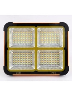 Toptan Budur CT-4698 Güneş Enerjili Solar 200W LED Projektör, Taşınabilir Sarı-Beyaz ve Çakar Işık