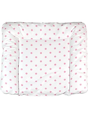 Toptan Budur Elyaf Dolgulu Pvc Alt Değiştirme Minderi, Sıvı Geçirmez, Leke Tutmaz, Puantiyeli, Pembe, 75X85