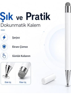 Toptan Budur Samsung Galaxy Tab A9+ Plus X210 ile Uyumlu Çift Uçlu Dokunmatik Kalem Disk Fiber Uç