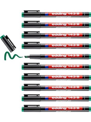 Toptan Budur 143 B Permanent Asetat Kalemi, Yeşil, 10 Kalem, Kesik Uç 1-3 mm