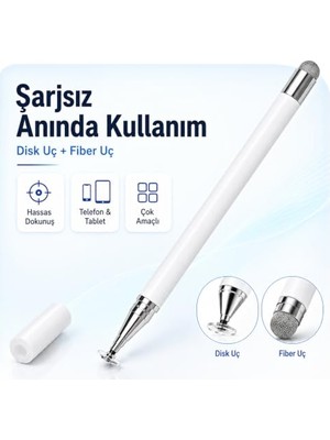 Toptan Budur Samsung Galaxy Tab A9 X110 ile Uyumlu Çift Uçlu Dokunmatik Kalem Disk Fiber Uç