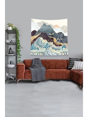 Toptan Budur Sarı Tırmanan Iki Kartal Leke Tutmaz Kadife Kumaş Duvar Örtüsü Tapestry KWLL325,35 x 50