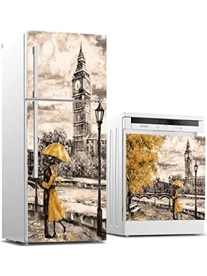 Toptan Budur Buzdolabı ve Bulaşık Makinesi Beyaz Eşya Sticker Kaplama, Londra Sarı Yağlıboya