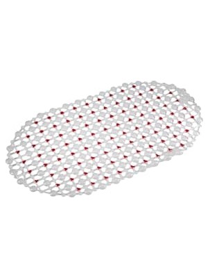 Toptan Budur Kırmızı Oval Banyo-Küvet Paspası 63 x 34 Cm, Vantuzlu ve Oluklu Kaydırmaz