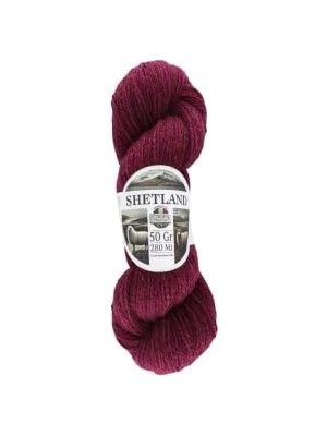 Toptan Budur Shetland Örgü Ipi Kızılcık %100 Shetland Yün 50G 280M (73399)