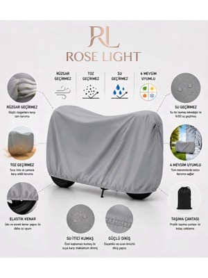 Rose Light Arora Ar 50-11 Ares   Arka Çanta Uyumlu (Bağlant,kilit Uyumlu)    Motosiklet Brandası Su Geçirmez Kalın Miflonlu 4 Mevsim Gri Motor Çadırı Örtüsü  Gri Eko Branda