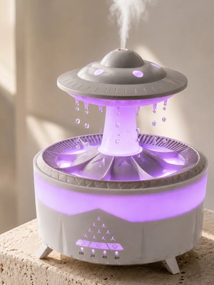 Str Store Ufo Tasarımlı 350 ml Hava Nemlendirici Renkli Ortam Işığı Yağmur Efektli Difüzör