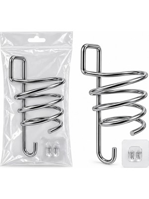 Zenviaa Krom Metal Fön Makinesi Askısı Yapışkanlı ZENVIAA365423