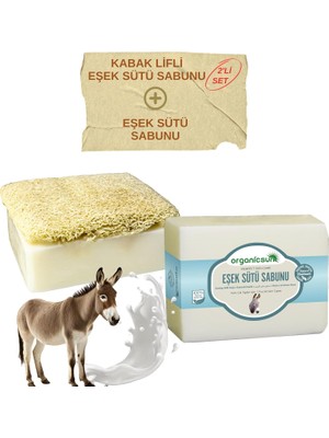 Str Store 2'li Set Doğal Kabak Lifli Eşek Sütü Sabunu ve Lifsiz Eşek Sütü Sabunu