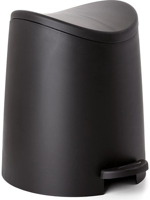 Str Store Kapaklı Küçük Plastik Banyo Çöp Kutusu 3 Litre Siyah Modern Kavisli Ayak Pedallı Çöp Kovası, Mini Mutfak Çöp Kutusu, Yatak Odası, Ofis, Masa Altı Için Dayanıklı ve Yumuşak Kapanır