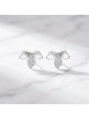 Arvenia Silver Işıltılı Fiyonk Kadın 925 Ayar Gümüş Küpe