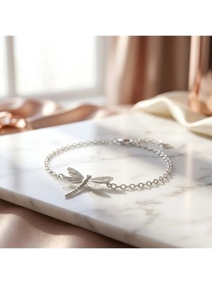 Arvenia Silver Yusufçuk Motifli Minimal Kadın 925 Ayar Gümüş Zincir Bileklik