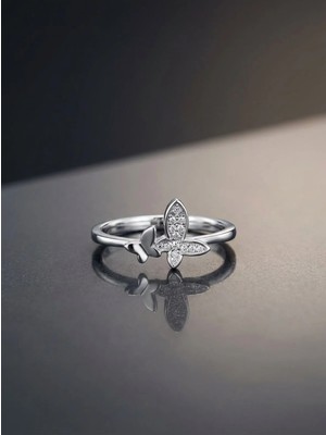 Arvenia Silver Ikili Kelebek Model Kadın 925 Ayar Gümüş Yüzük