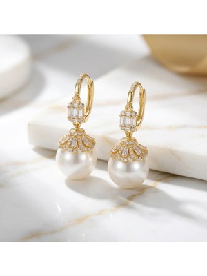 Arvenia Silver Pearl Crown Kadın 925 Ayar Gümüş Küpe