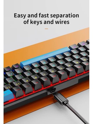 Str Store GA25 Type-C Kablolu Mini Gaming Ingilizce Klavye Rgb LED Işıklı Mekanik Daktilo Sesli Tuşlar
