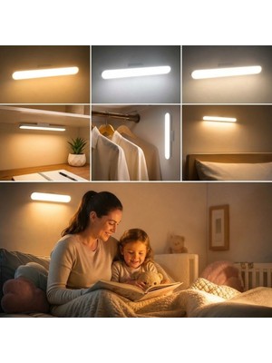 Str Store Şarjlı Manyetik LED Çubuk Lamba, Dokunmatik, 3 Modlu, Kablosuz Mutfak Dolap Altı ve Dekoratif Aydınlatma
