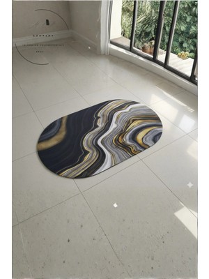 Su Emici Paspas Şık Tasarım Abdest Paspası Kaymaz Taban Diyatom 40*60 cm Oval Paspas