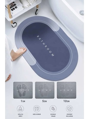 Su Emici Paspas Banyo Paspası Abdest Paspası Kaymaz Taban 40*60 cm Oval Paspas