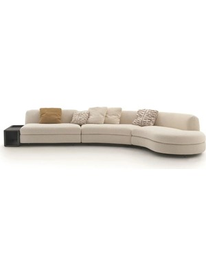 SCY Parlex-B L Köşe Oturma Grubu Koltuk Takımı Modern Yataklı Salon Takımı 4 Parça Oval Teddy Sehpalı