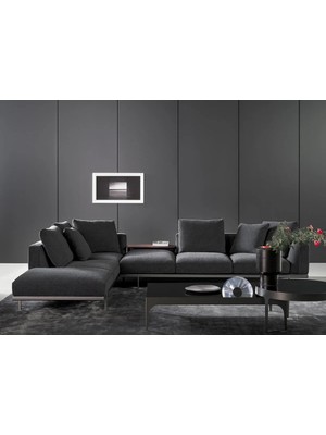 SCY Mano Modern L Köşe Koltuk Takımı Füme Oturma Grubu Salon Odası Özel Tasarım Koltuk Takımı Metal Ayak