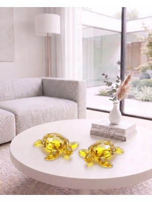 2'li Lüks Kristal Kaplumbağa Set Şans ve Bereket Sembolü -Dekoratif OBJE(11CMX7CM-CAM Değildir)