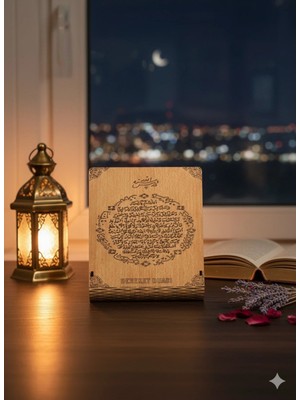 Bereket Duası Masaüstü Dekoratif Ahşap Tablo 15X16 cm Lazer Kazıma Islami Hediyelik