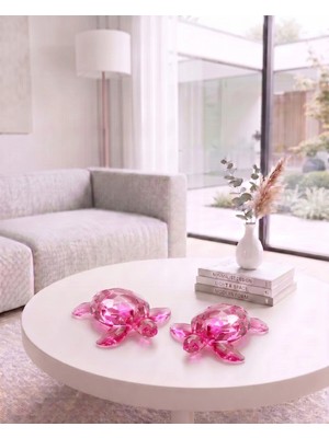 2'li Lüks Kristal Kaplumbağa Set Şans ve Bereket Sembolü -Dekoratif OBJE(11CMX7CM-CAM Değildir)