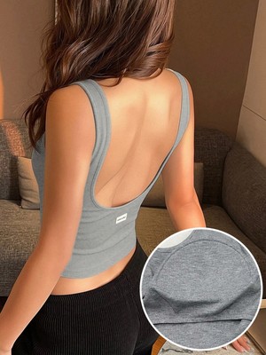Makent Moda Dazy Yazlık, Düz Renk, Vücuda Oturan, Kolsuz, Göğüs Pedli Askılı Bluz