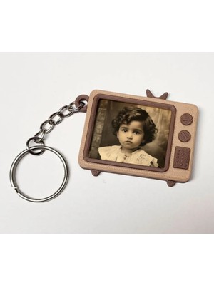 Kişiselleştirilebilir Vintage Tv Fotoğraflı Anahtarlık