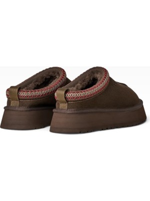 Globalux Women's Ugg Tazz Iı - Dark Brown Cocoa - Koyu Kahverengi - Süet Kadın - Platform Tabanlı Kürklü Terlik - Boot
