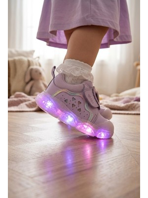 Vicco Işıklı Ortopedik Mevsimlik Cırt Cırtlı Kız Bebek Ilk Adım Sneaker Ayakkabı