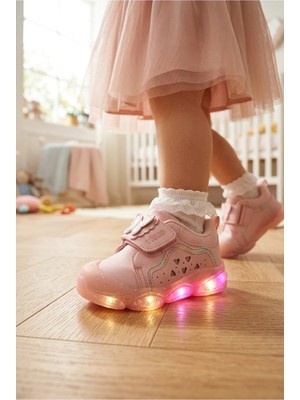 Vicco Işıklı Ortopedik Mevsimlik Cırt Cırtlı Kız Bebek Ilk Adım Sneaker Ayakkabı
