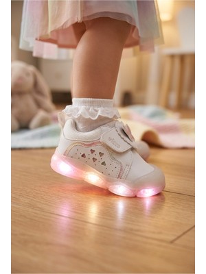 Vicco Işıklı Ortopedik Mevsimlik Cırt Cırtlı Kız Bebek Ilk Adım Sneaker Ayakkabı