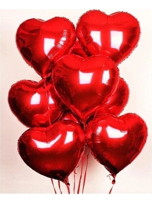 King Shark Folyo Kalpli Uçan Kalp Balon 5 Adet Kırmızı Romantik Evlilik Teklifi 32 Inç