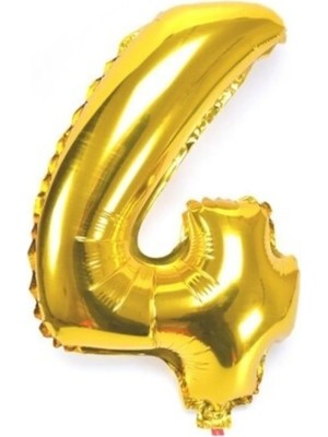 King Shark 4 Rakamı Altın (Gold) Rengi Folyo Balon 40 Inc 100 cm