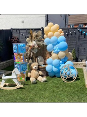 King Shark Pastel Makaron Mavi ve Ten Rengi Balon Zinciri 100 Adet