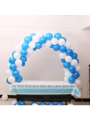King Shark 100 Adet Mavi Beyaz Balon ve 5 Metre Balon Zinciri