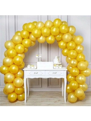 King Shark 50 Adet 12 Inç Parti Balonu Metalik Gold + 5 mt Balon Zinciri