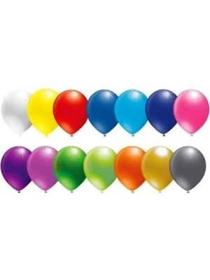 King Shark Karışık Renk Metalik Balon Parlak Balon Sedefli Balon 50 Adet