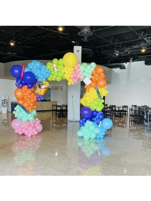 King Shark Renkli Balon Zinciri 100 Adet Gökkuşağı Renkler