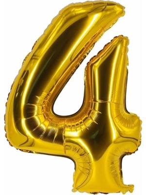 King Shark Şekilli Supershape Gold Rakam Folyo Balon 4 Numara