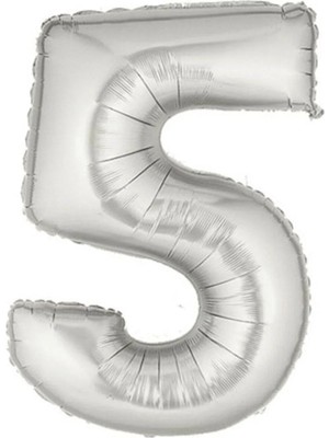 King Shark Şekilli Supershape Silver Rakam Folyo Balon 5 Numara