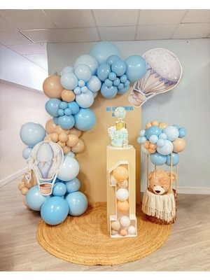 King Shark Makaron Mavi Baby Makaron ve Sütlü Kahve Balon Zinciri 100 Adet