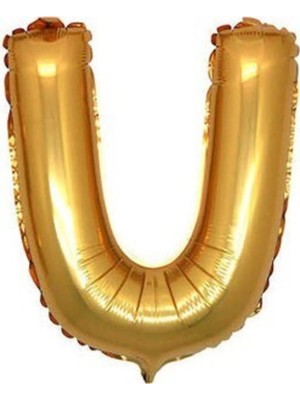 King Shark Gold Renk Folyo Balon U Harfli Helyum Balon 100 cm Dev Boy