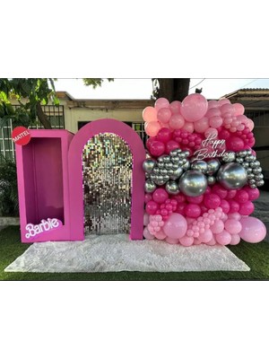 King Shark Krom Gümüş Pastel Fuşya ve Makaron Pembe Balon Zinciri 100 Adet