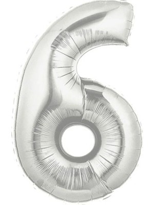 King Shark Şekilli Supershape Silver Rakam Folyo Balon 6 Numara