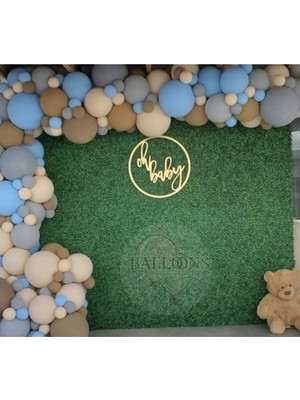 King Shark Pastel Karamel Sütlü Kahve ve Makaron Mavi Balon Zinciri 100 Adet