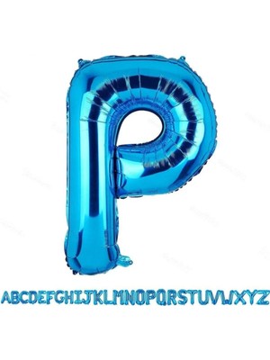 King Shark Fırsat Ayı 1 Metre Mavi P Harfi Folyo Harf Balon Mavi Balon P Harf Balon Konser Süsleme Balonu